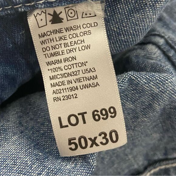 Round House Mens 50 Denim Bib Carpenter Overalls Unisex Vintage Work Granola - Picture 4 of 15